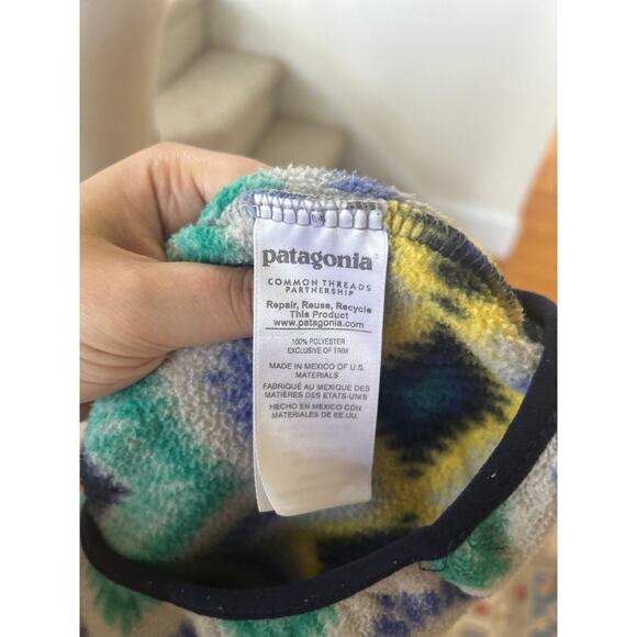 Patagonia Synchilla Snap Timber Twist Aztec Long Sleeve Aqua Blue Yellow Fleece - Picture 4 of 8
